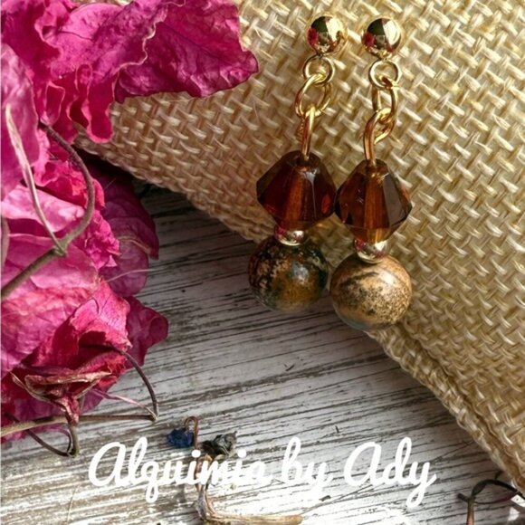 Picture jasper  vintage style earrings - Picture 1 of 4